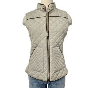 Quinn Quilted Sleeveless  Full Zip Vest Cream/Beige | Size: Small